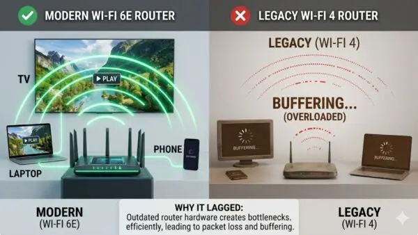 slow streaming and buffering even with fast internet caused by an outdated router