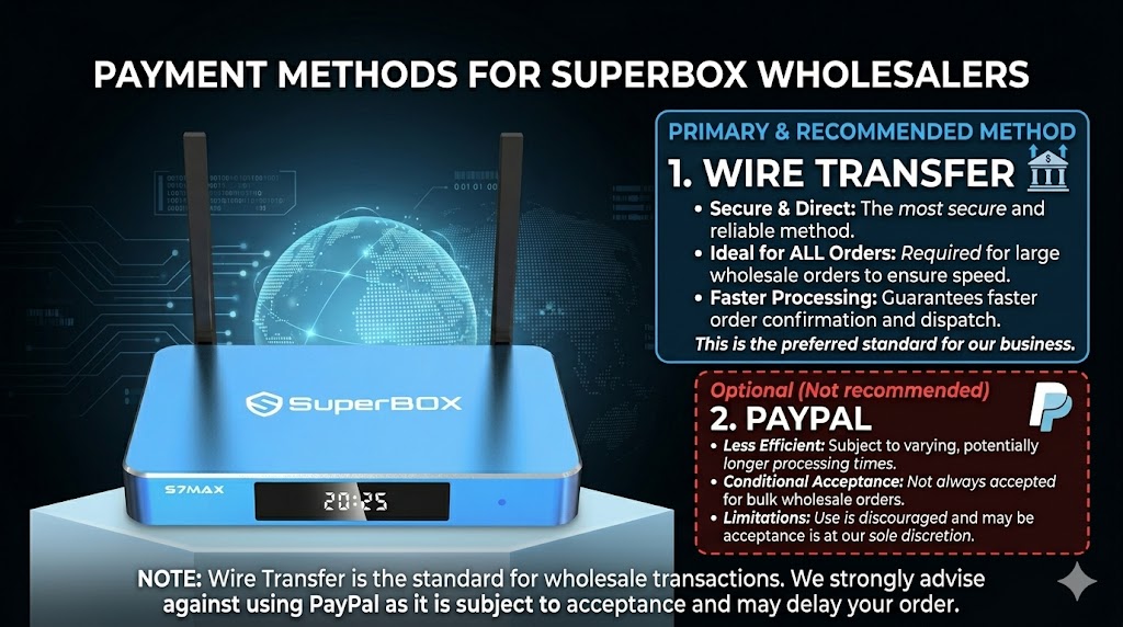 official superbox payment terms for wholesale orders