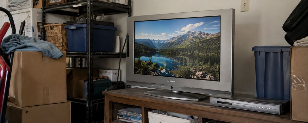 Functional old TV abandoned in storage room despite still working perfectly
