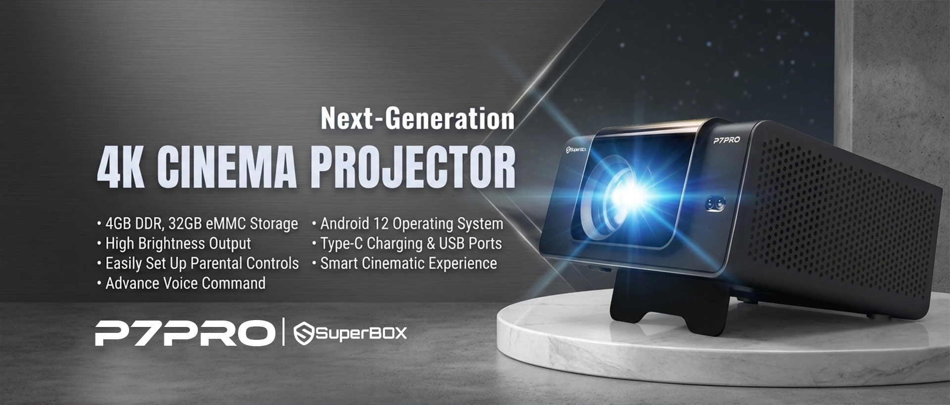 superbox p7 projector banner