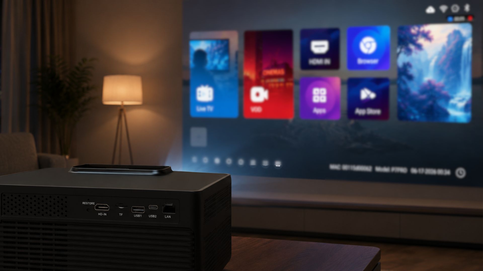 set up p7 pro projector user interface